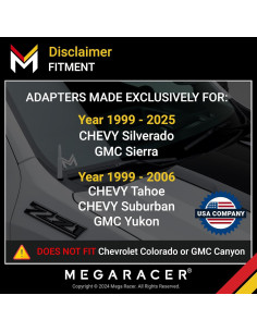 Antena corta Mega Racer para Chevrolet Silverado 1999-2025 - 5.5" 2