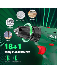 Juego de Taladros NEWBEAT 12V Inalámbrico con 2 Baterías 2