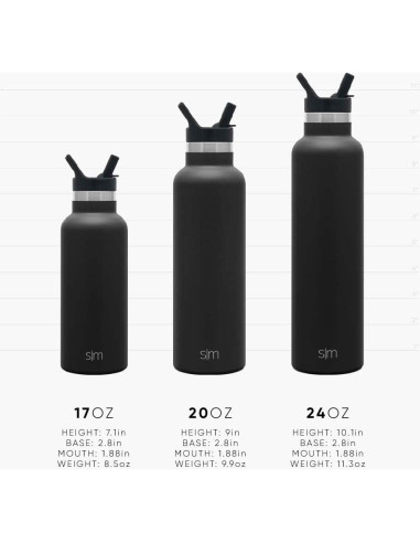 Botella de Agua Aislada Simple Modern 24oz Rubor Acero Inoxidable