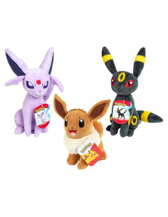 Peluche Pokémon 3-Pack Eevee, Espeon y Umbreon 20 cm - Jazwares
