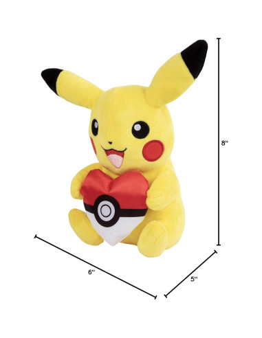 Peluche Pikachu 20 cm con Pokébola Corazón - Jazwares