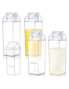 Yarlung 4 Botellas de Agua 1L Cuadradas Transparentes a Prueba de Fugas