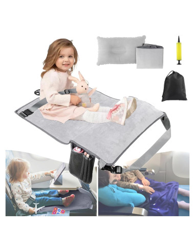 Cama de avión para niños VANDOULUM, Reposapiés inflable 78.74x48.26cm