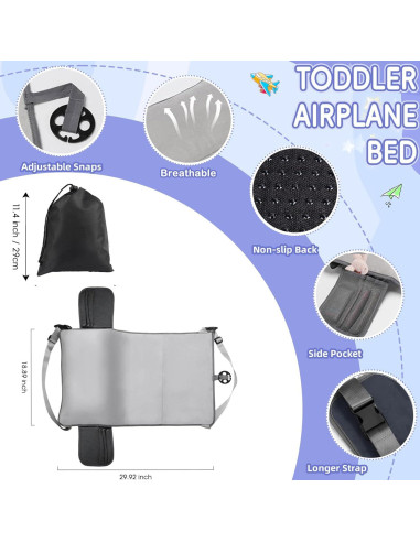 Cama de avión para niños VANDOULUM, Reposapiés inflable 78.74x48.26cm