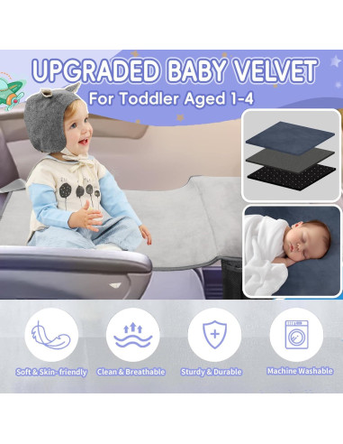 Cama de avión para niños VANDOULUM, Reposapiés inflable 78.74x48.26cm