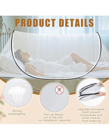2 Redes Mosquiteras Plegables Pop Up para Cama Camping 199x80 cm