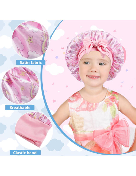 3 Gorras de Seda Suave para Niñas con Patrón Unicornio 3 Gorras de Seda Suave para Niñas con Patrón Unicornio