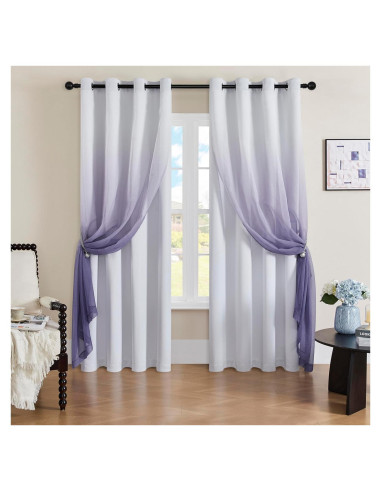 Cortinas Opacas NatureTalk 2 Paneles 52x108 Púrpura Grisáceo