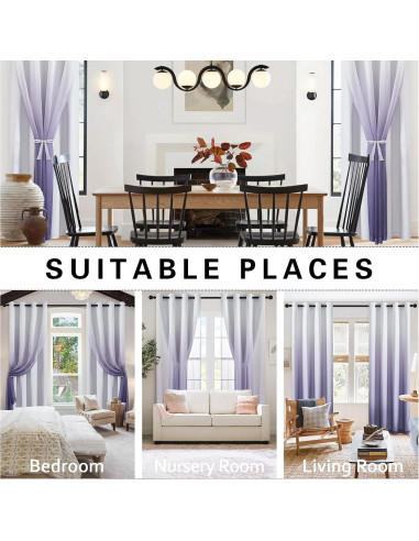 Cortinas Opacas NatureTalk 2 Paneles 52x108 Púrpura Grisáceo