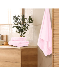 Conjunto de Toallas de Algodón Belizzi Home 3 Piezas Rosa 2