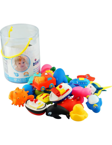Juego de 20 Juguetes Flotantes Dimple para Baño - Animales Marinos