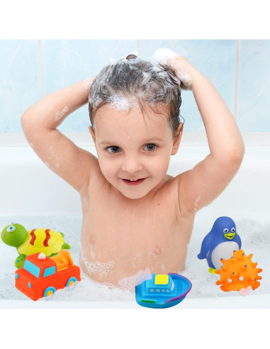 Juego de 20 Juguetes Flotantes Dimple para Baño - Animales Marinos