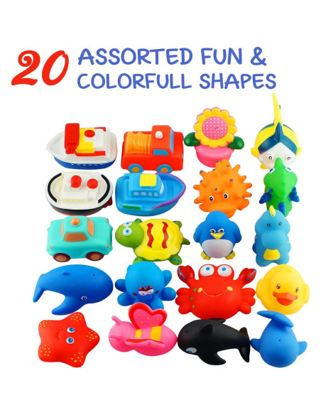 Juego de 20 Juguetes Flotantes Dimple para Baño - Animales Marinos