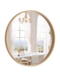 Espejo Redondo de Madera WallBeyond 61 cm Natural para Pared