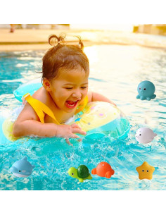 Juguetes de baño para bebés WYNAKESHU 6 Pcs Animales Flotantes 2
