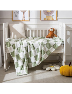 Manta de forro polar Yagle Mate 76x102 cm cuadros verdes 2