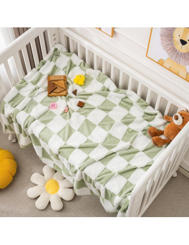 Manta de forro polar Yagle Mate 76x102 cm cuadros verdes