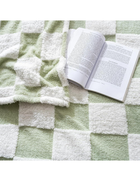 Manta de forro polar Yagle Mate 76x102 cm cuadros verdes