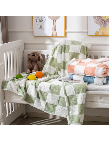 Manta de forro polar Yagle Mate 76x102 cm cuadros verdes