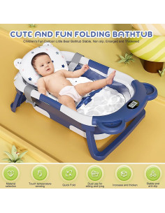 Bañera Plegable para Bebé HAHONIA con Termómetro 67x42cm 2