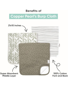 Paños de Eructo para Bebés Copper Pearl - 3 Unidades Grandes 2