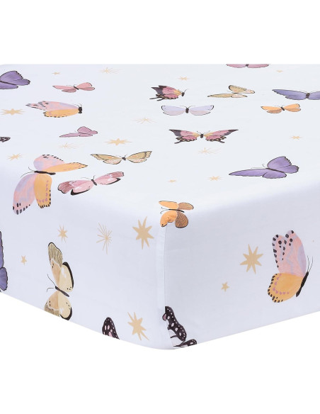 Conjunto de Ropa de Cuna 3 Piezas Lambs & Ivy Mariposa Rosa/Oro