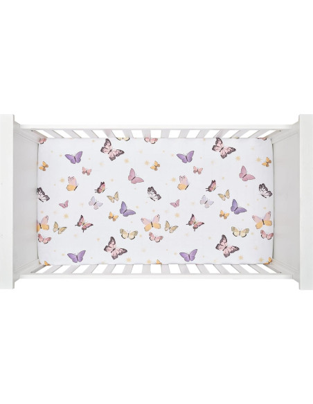 Conjunto de Ropa de Cuna 3 Piezas Lambs & Ivy Mariposa Rosa/Oro