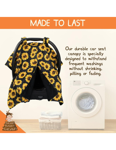 Cubierta de Asiento de Auto Dear Baby Gear - Girasoles sobre Negro Cubierta de Asiento de Auto Dear Baby Gear - Girasoles sobre Negro