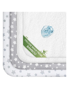 Juego de Sábanas para Pack and Play Moonsea 4 Piezas Gris y Blanco