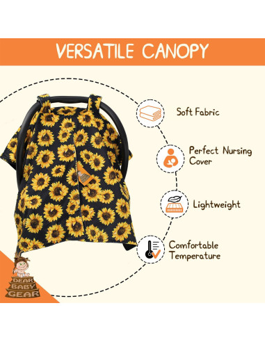 Cubierta de Asiento de Auto Dear Baby Gear - Girasoles sobre Negro