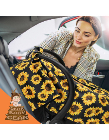 Cubierta de Asiento de Auto Dear Baby Gear - Girasoles sobre Negro