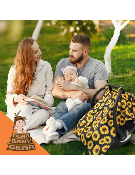 Cubierta de Asiento de Auto Dear Baby Gear - Girasoles sobre Negro Cubierta de Asiento de Auto Dear Baby Gear - Girasoles sobre Negro