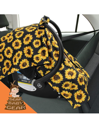 Cubierta de Asiento de Auto Dear Baby Gear - Girasoles sobre Negro