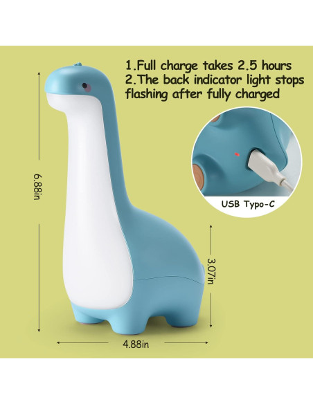 Luz Nocturna Dinosaurio Ligivite Recargable 12.39x7.79cm