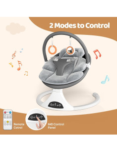 Columpio Eléctrico para Bebés RIVIPLOU - 5 Velocidades, Gris 2
