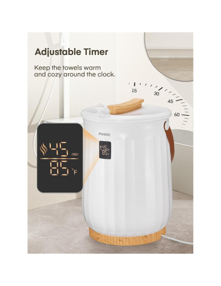 Calentador de Toallas FOHERE 20L Blanco con Temporizador y Fragancia