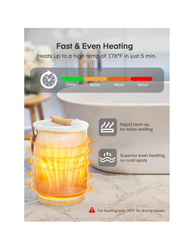 Calentador de Toallas FOHERE 20L Blanco con Temporizador y Fragancia