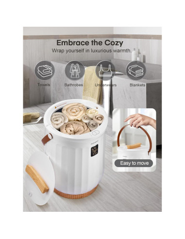 Calentador de Toallas FOHERE 20L Blanco con Temporizador y Fragancia