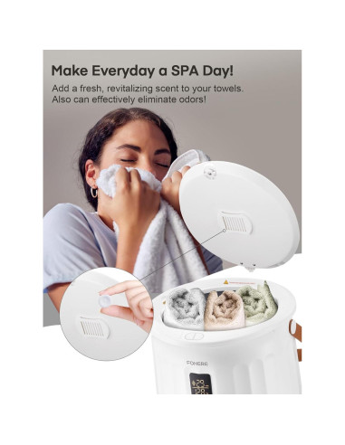 Calentador de Toallas FOHERE 20L Blanco con Temporizador y Fragancia