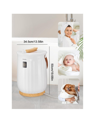 Calentador de Toallas FOHERE 20L Blanco con Temporizador y Fragancia