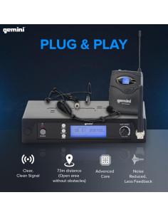 Sistema de Micrófono Inalámbrico Gemini Sound UHF-6100HL - Diadema y Lavalier 2