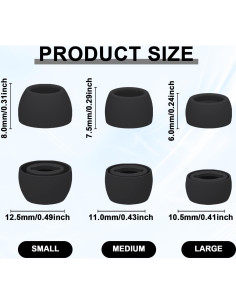 6 Pairs Puntas de Silicona para Samsung Galaxy Buds Pro - Negro 2