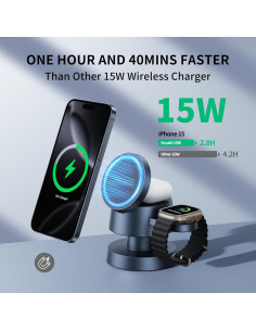 Estación de Carga Inalámbrica Magnética 4 en 1 Kcuskl 15W 2