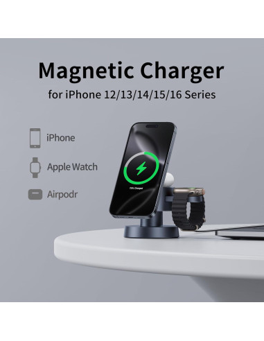 Estación de Carga Inalámbrica Magnética 4 en 1 Kcuskl 15W