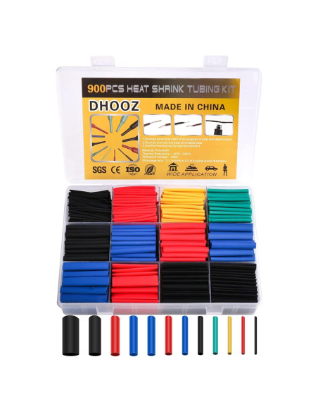 Kit de 900 Tubos Termocontraíbles DHOOZ 12 Tamaños 6 Colores