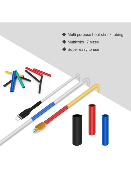 Kit de 900 Tubos Termocontraíbles DHOOZ 12 Tamaños 6 Colores