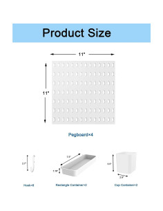 Kit Organizador de Pared Aecllcea 4 Paneles 56x56cm Blanco 2