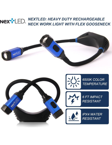 Luz de Trabajo de Cuello Recargable NextLED NT-6633 IPX4 2000mAh