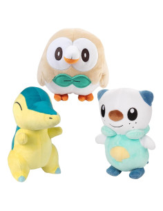 Peluche Pokémon 3-Pack Rowlet, Cyndaquil y Oshawott 20 cm