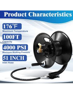 Carrete de Manguera de Lavadora a Presión M MINGLE 30.48m 2